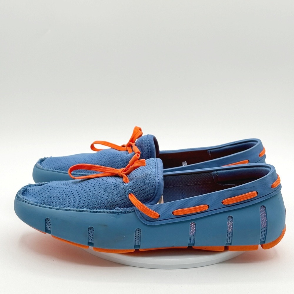 SWIMS Waterproof Braided Lace Loafer Shoes Size 7.5 Mens Royal Blue Orange